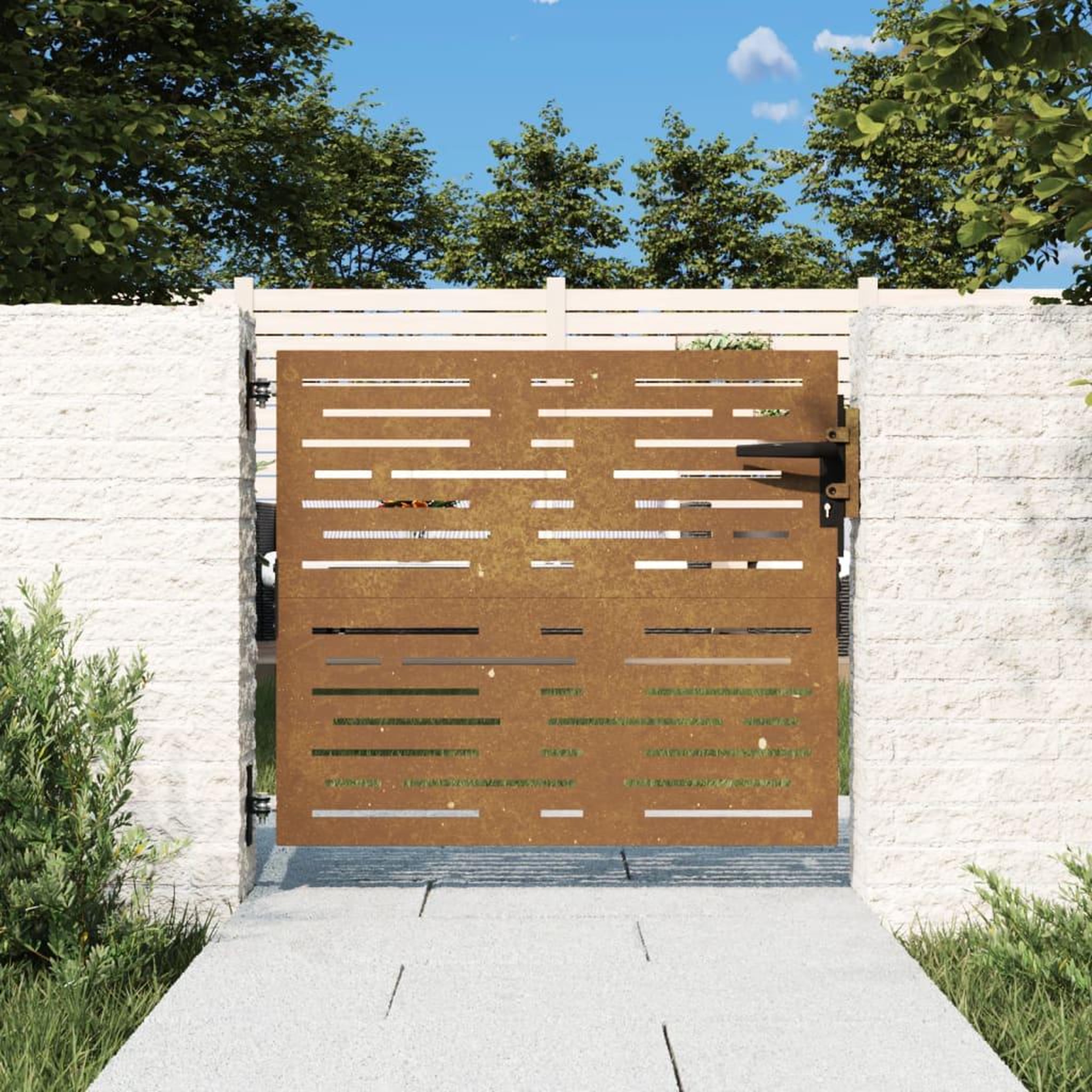 VIDAXL Portail de jardin 85x100 cm acier corten conception de carre