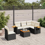 VIDAXL Salon de jardin 6 pcs avec coussins noir resine tressee