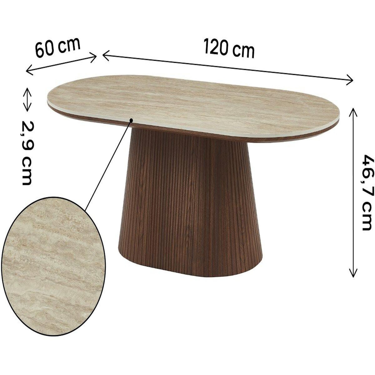 Habitat et Jardin Table basse ovale en céramique  Portofino  - 120 cm -Travertin et marron
