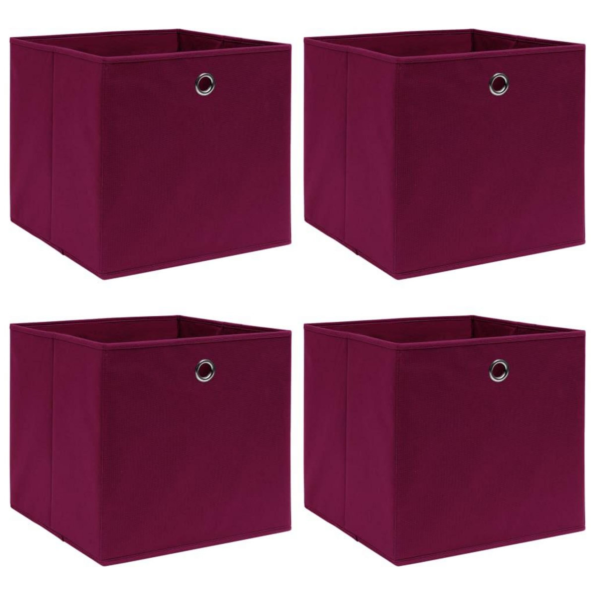 VIDAXL Boîtes de rangement 4 pcs Rouge fonce 32x32x32 cm Tissu