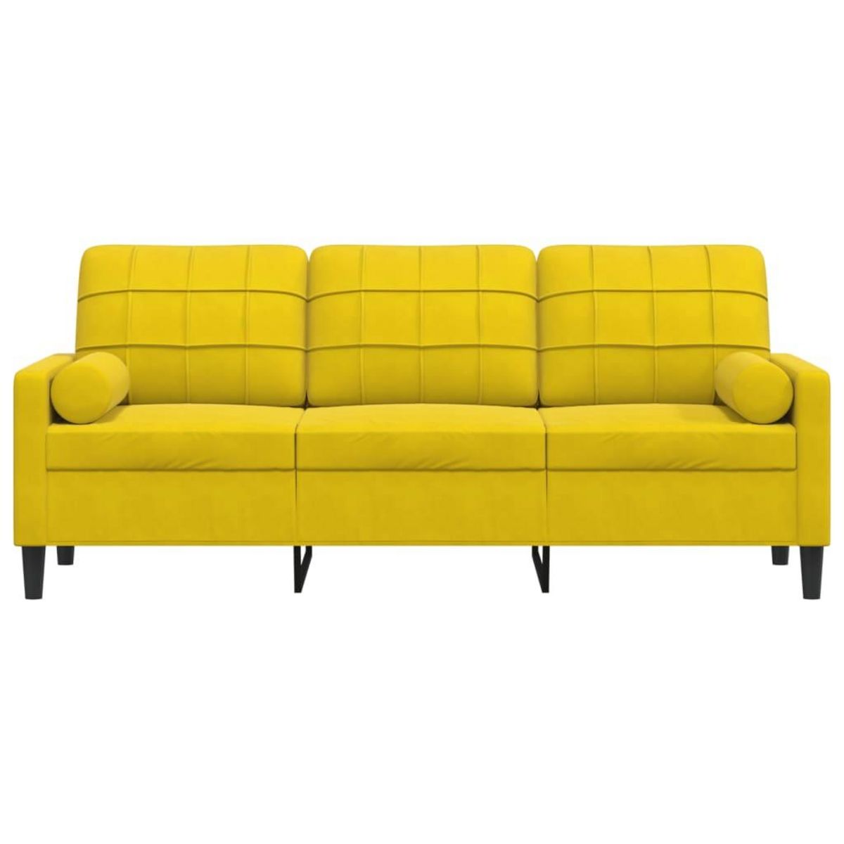 VIDAXL Canape 3 places avec oreillers decoratifs jaune 180 cm velours