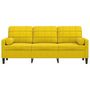 Voir la diapositive 3 : VIDAXL Canape 3 places avec oreillers decoratifs jaune 180 cm velours
