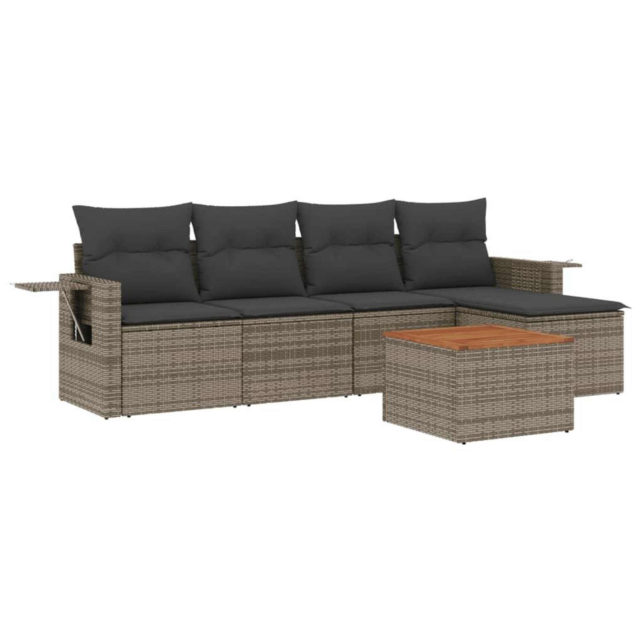 Voir la diapositive 2 : VIDAXL Salon de jardin 6 pcs avec coussins gris resine tressee