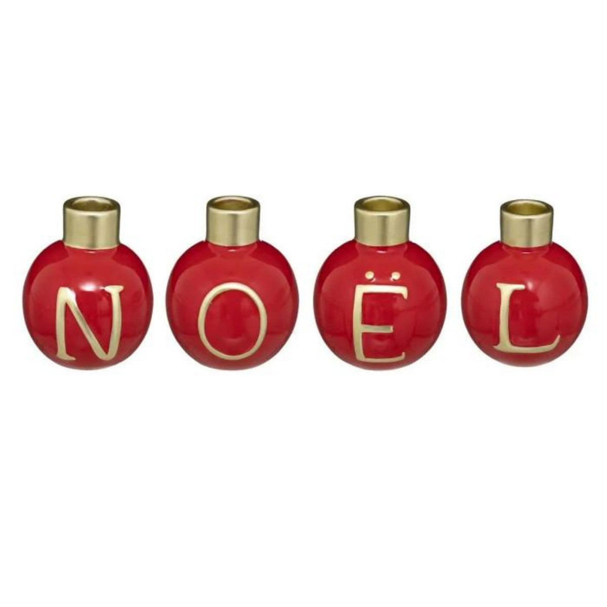 ATMOSPHERA Lot de 4 Photophores Boules  Soir de Noël  10cm Rouge