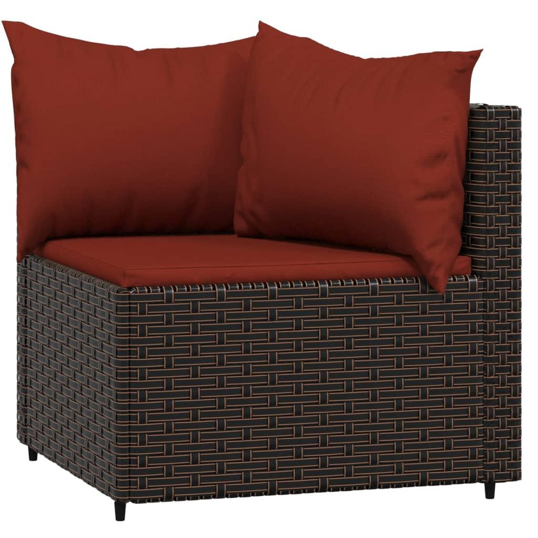 Voir la diapositive 4 : VIDAXL Canapes d'angle de jardin et coussins2pcs marron resine tressee