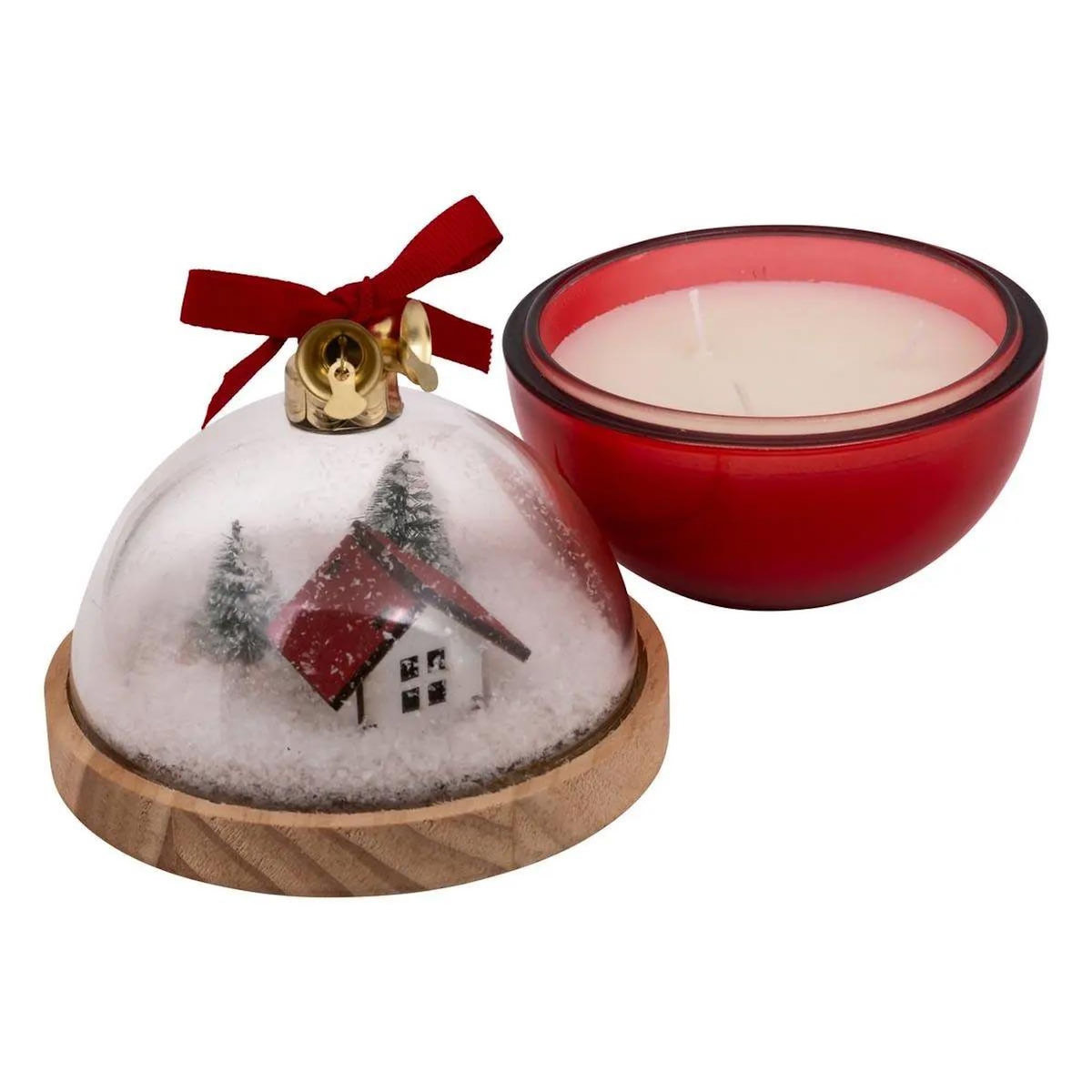 ATMOSPHERA Bougie Parfumée de Noël  Boule à Neige  130g Rouge