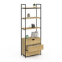 Voir la diapositive 4 : ID MARKET Etagère bibliothèque 4 niveaux avec 3 tiroirs DETROIT design industriel 170 cm
