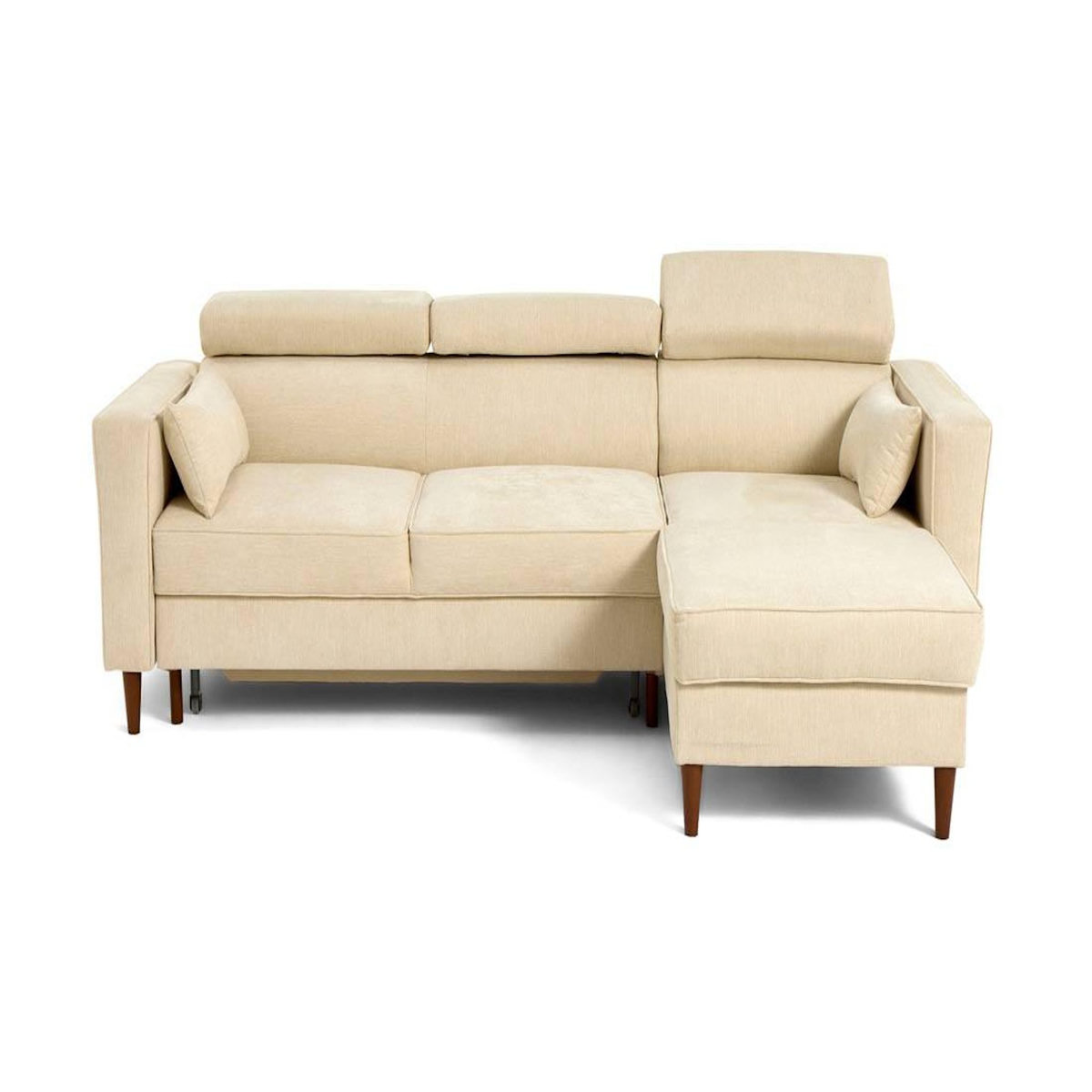 BEST MOBILIER Alicante - canapé d'angle réversible convertible avec têtières - coffre - 4 places - en tissu texturé