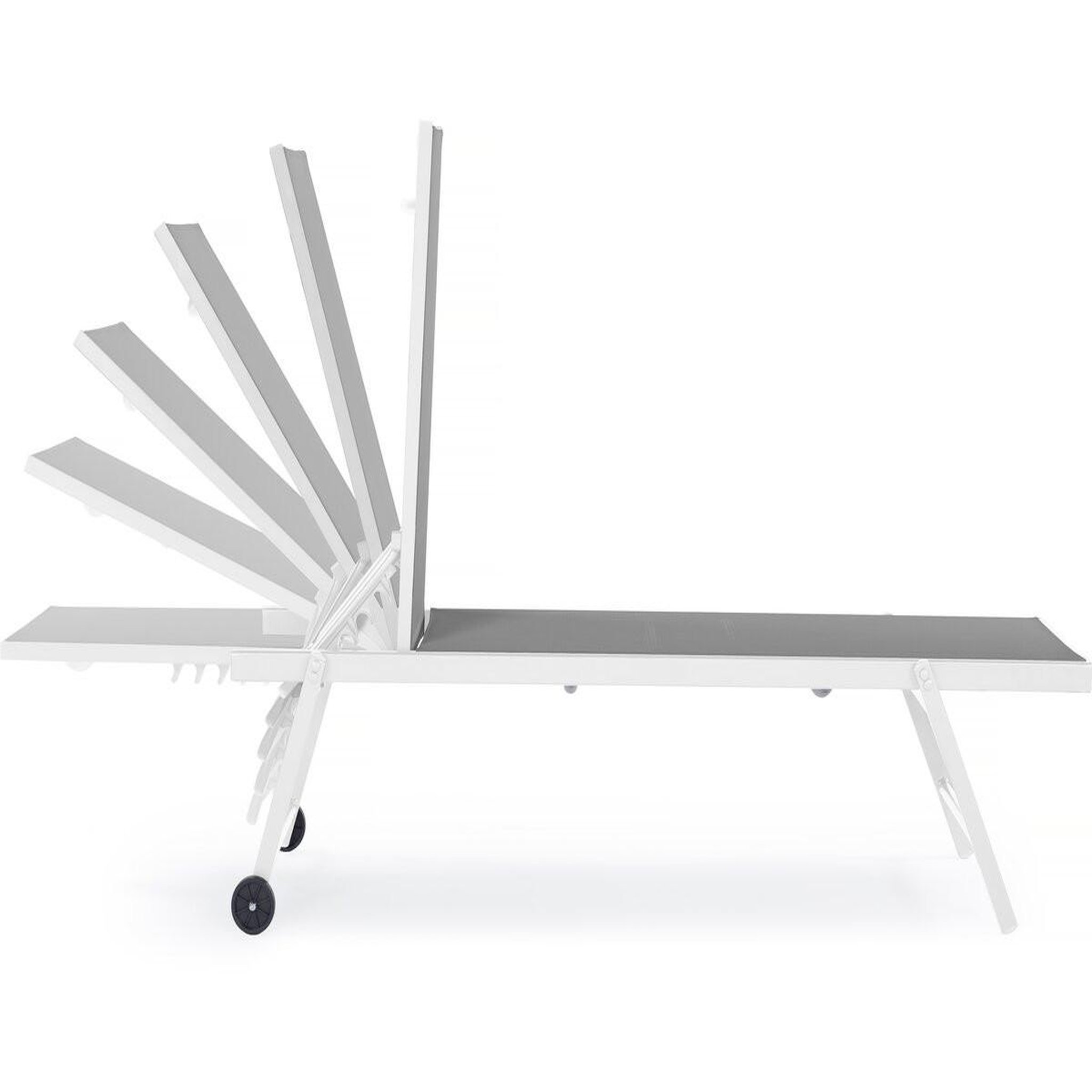 Voir la diapositive 4 : Habitat et Jardin Lot de 2 bains de soleil textilène aluminium  jolia  - gris / blanc