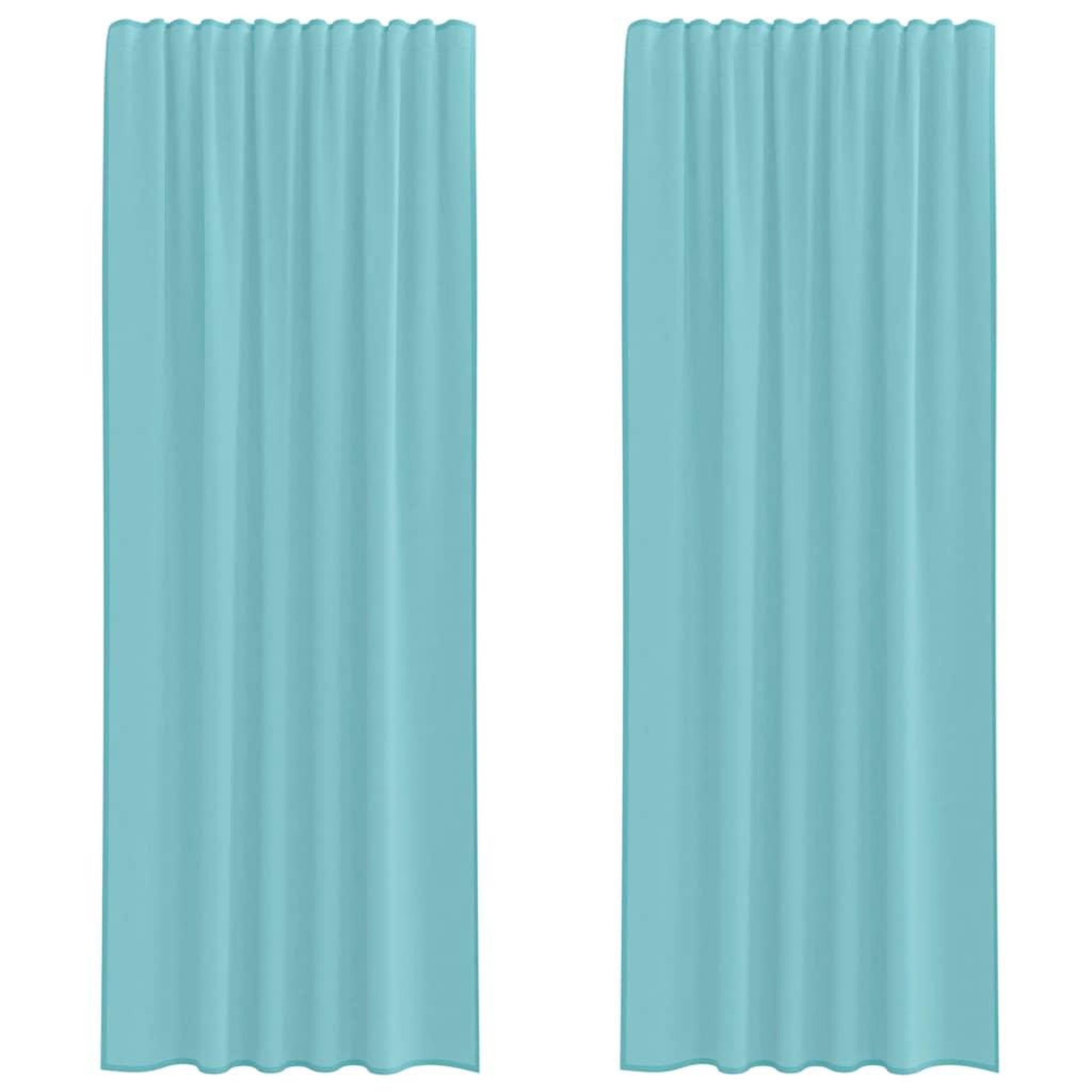 Voir la diapositive 2 : VIDAXL Rideaux en voile avec boucles 2 pcs turquoise 140x260 cm