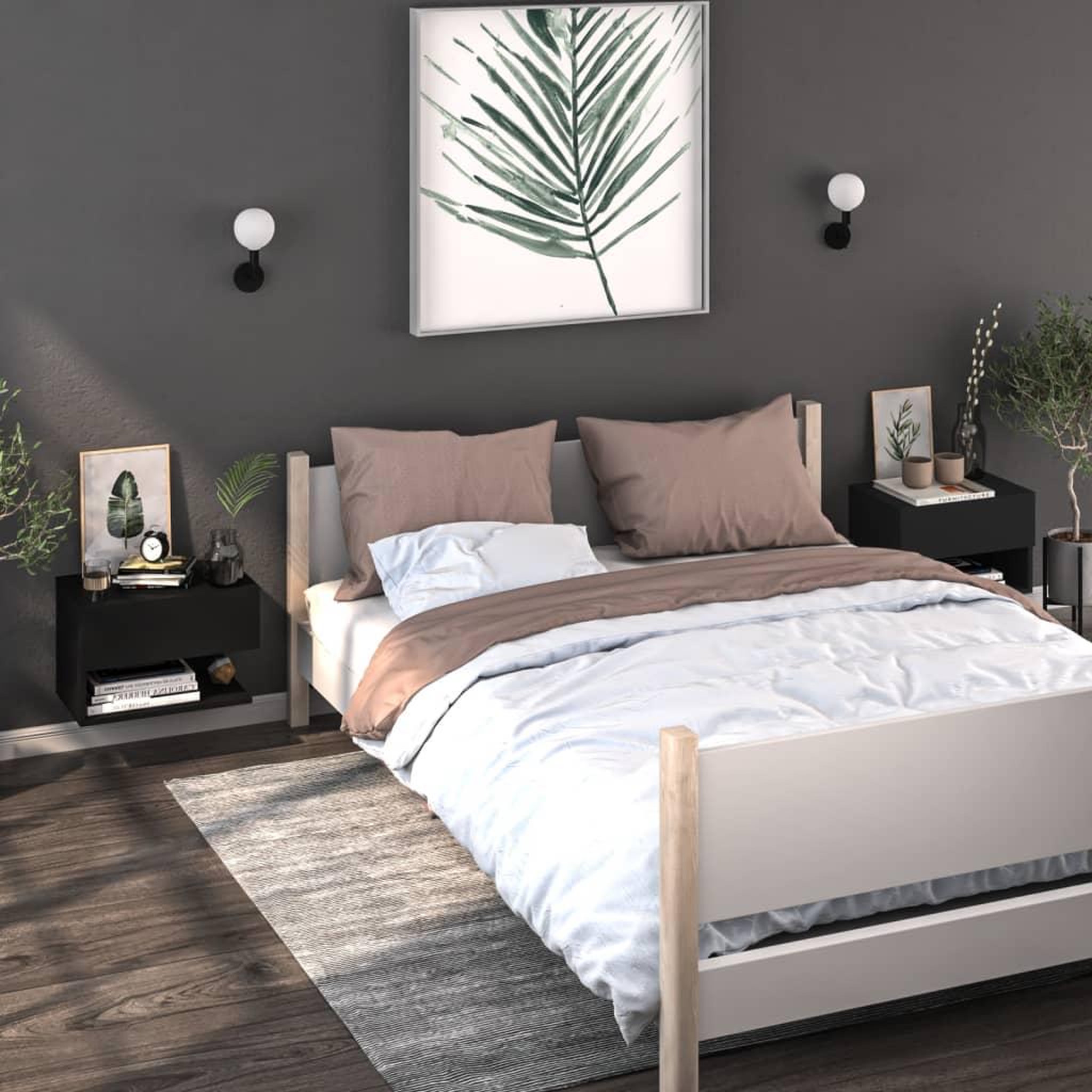 Voir la diapositive 1 : VIDAXL Tables de chevet murales 2 pcs Noir