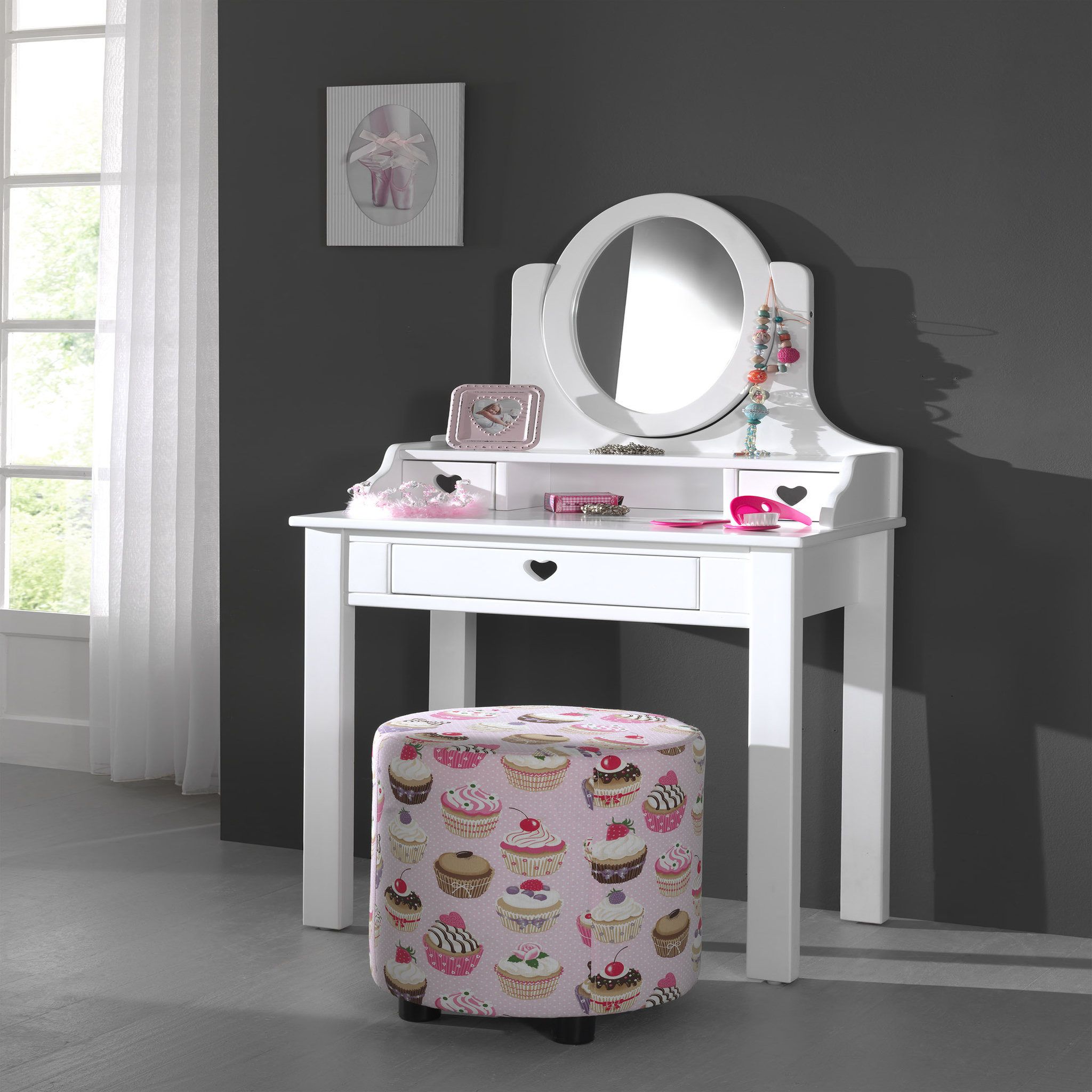 Coiffeuse 3 tiroirs 1 miroir L70cm MAUDE