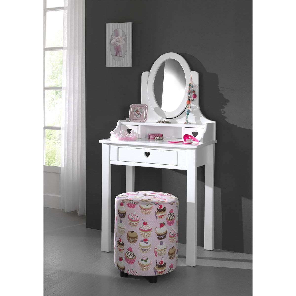 Coiffeuse 3 tiroirs 1 miroir L70cm MAUDE