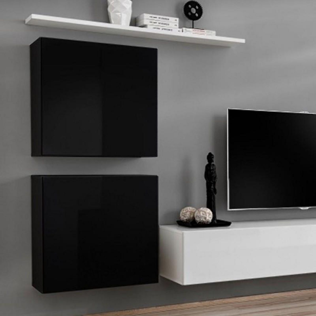Paris Prix Meuble TV Mural Design  Switch IV  320cm Noir & Blanc