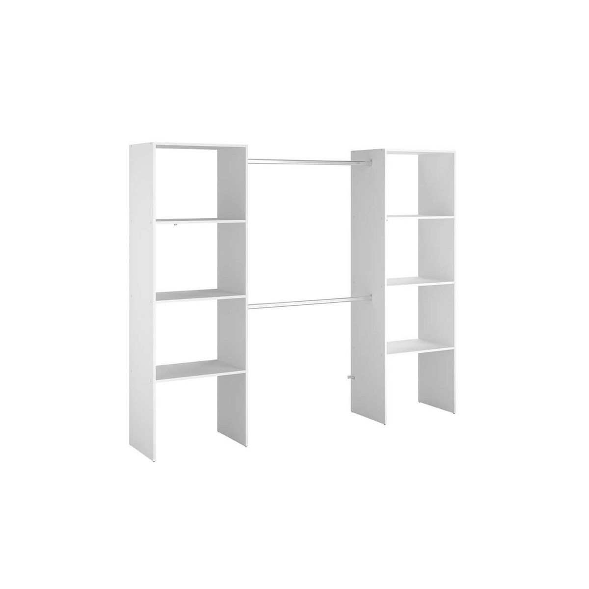 CONCEPT USINE Dressing blanc 6 étagères, 2 penderies 220 x 40 x 180 cm ELYSEE