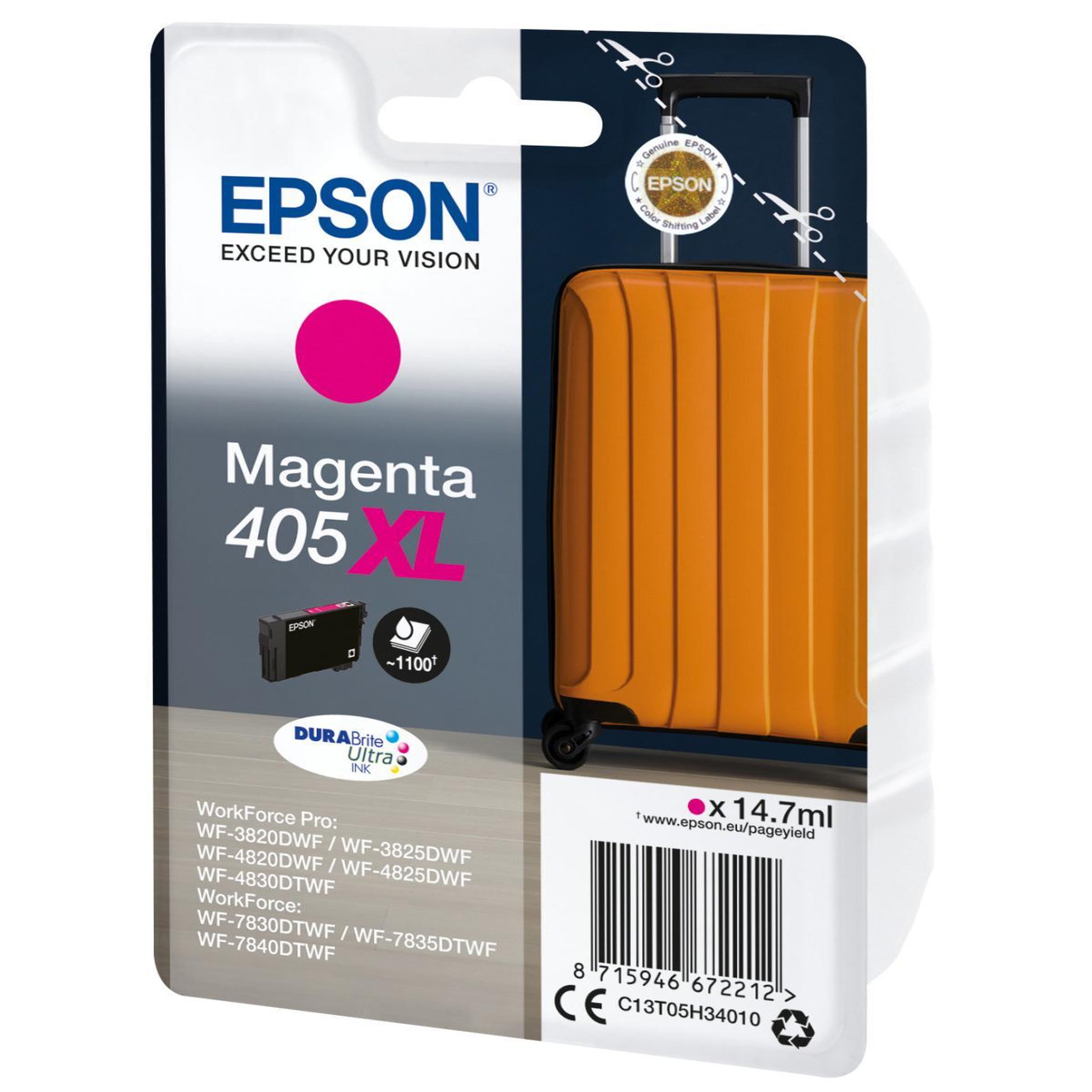 Voir la diapositive 3 : Epson Epson Ink 405XL Magenta (C13T05H34010)
