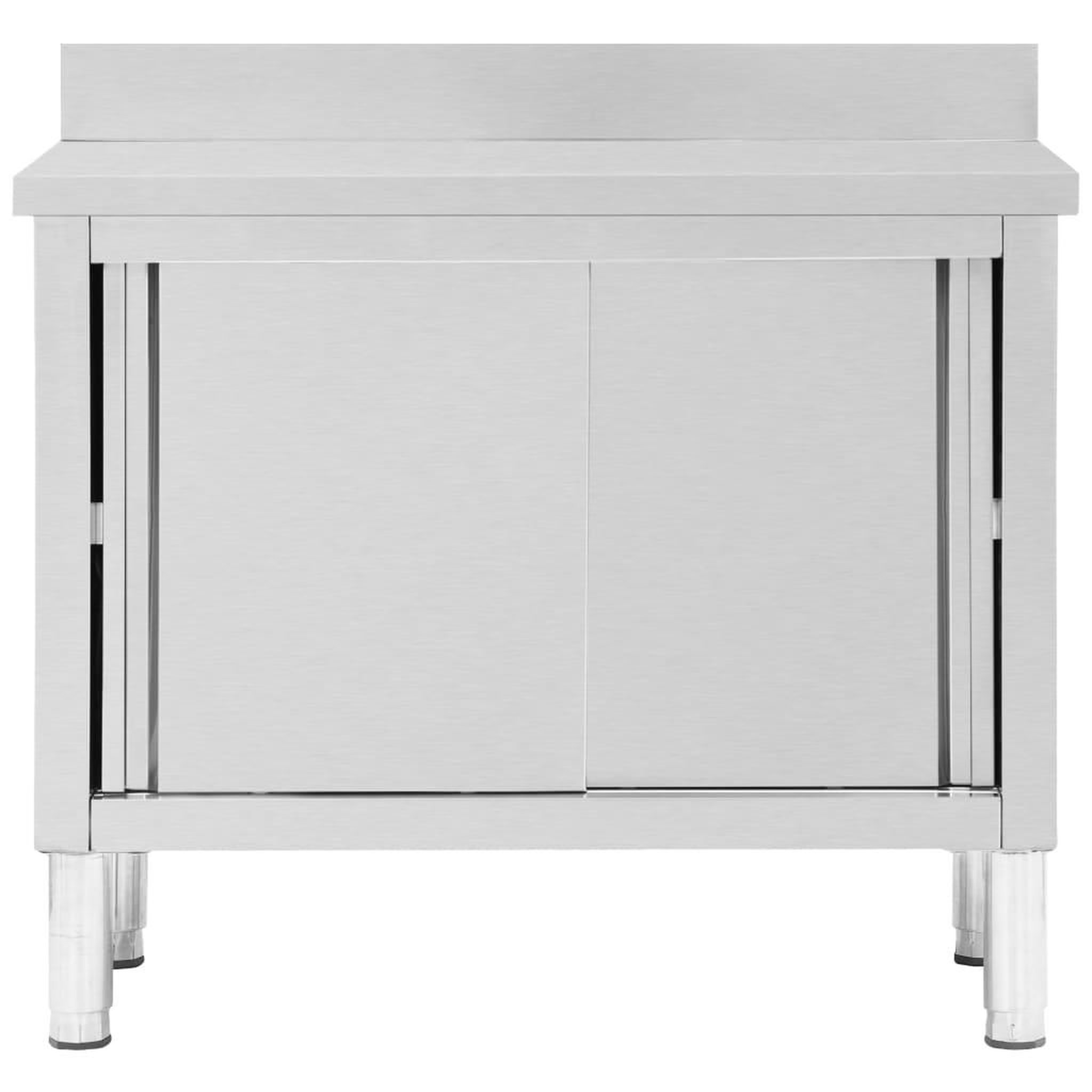 Voir la diapositive 4 : VIDAXL Table de travail avec portes coulissantes 100x50x(95-97)cm Inox