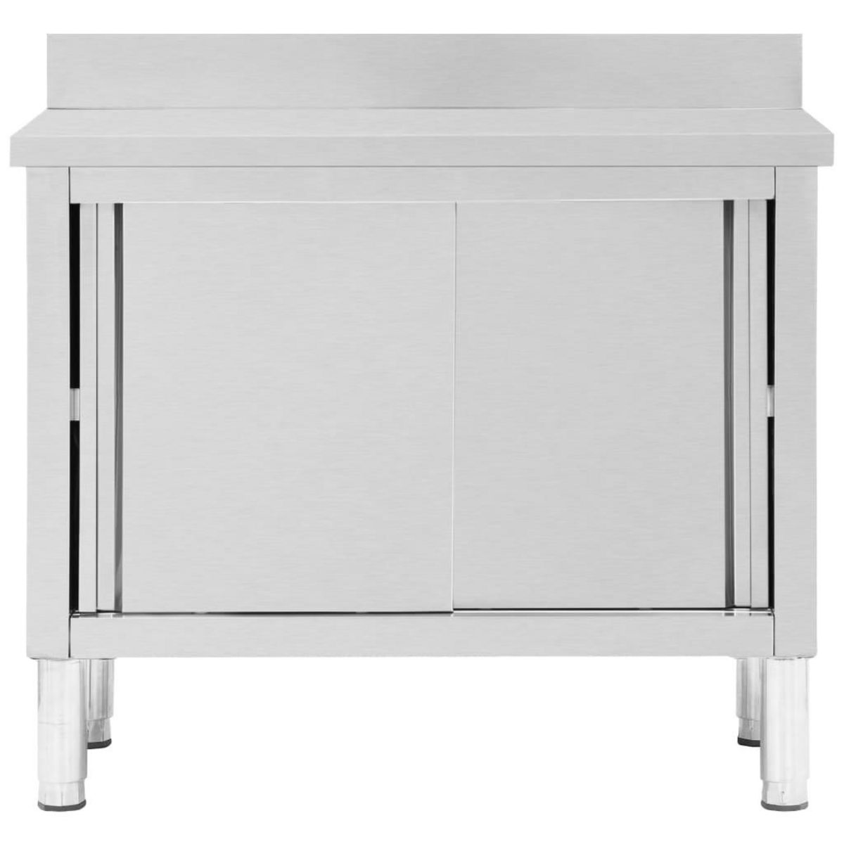 VIDAXL Table de travail avec portes coulissantes 100x50x(95-97)cm Inox
