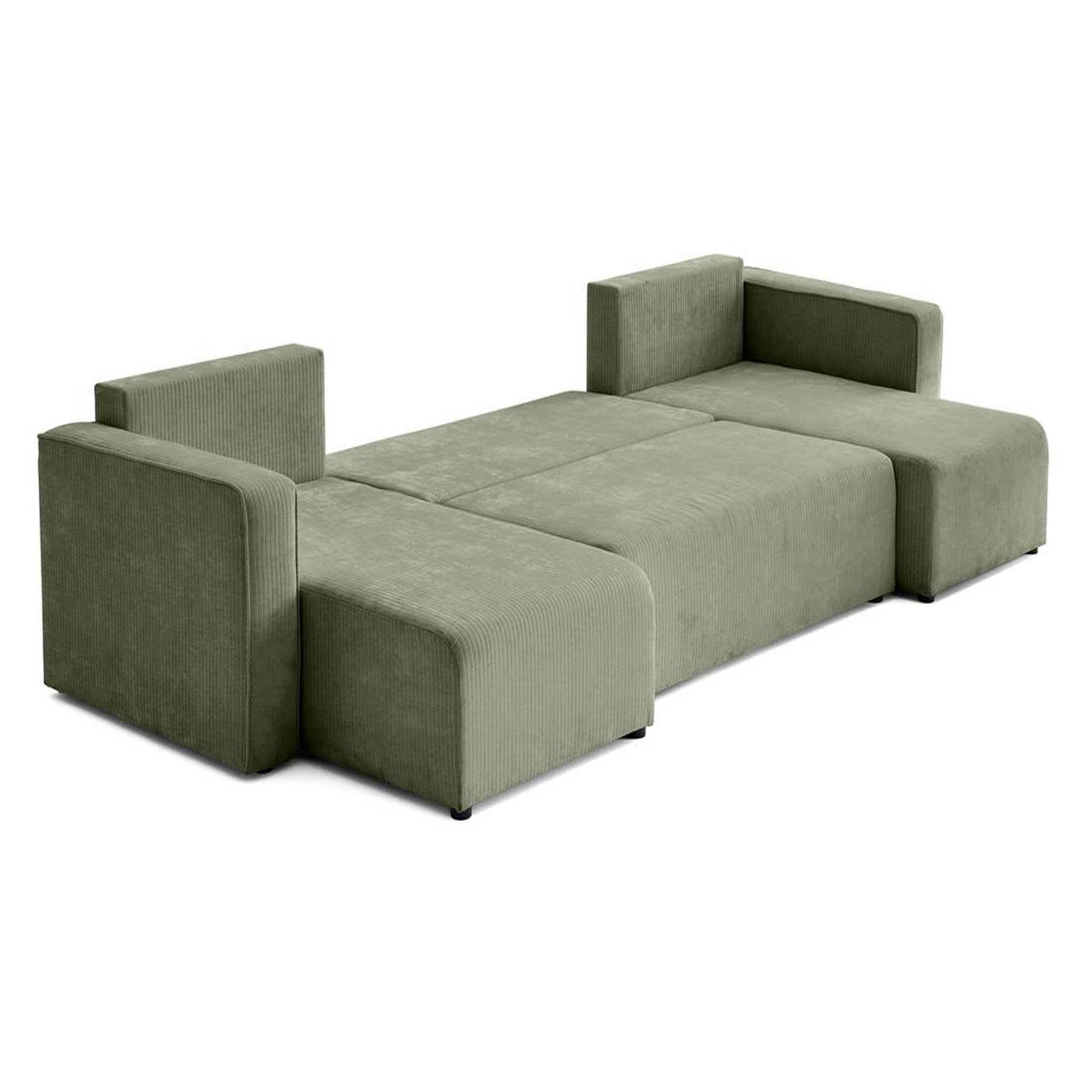 Voir la diapositive 3 : BEST MOBILIER Topaze - canapé panoramique en u - 7 places - convertible avec coffre - en velours côtelé plat