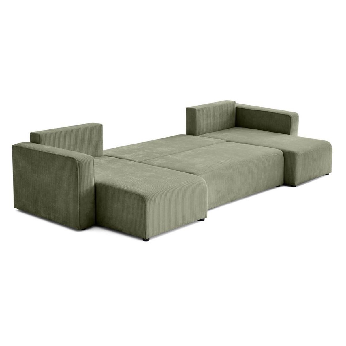 BEST MOBILIER Topaze - canapé panoramique en u - 7 places - convertible avec coffre - en velours côtelé plat