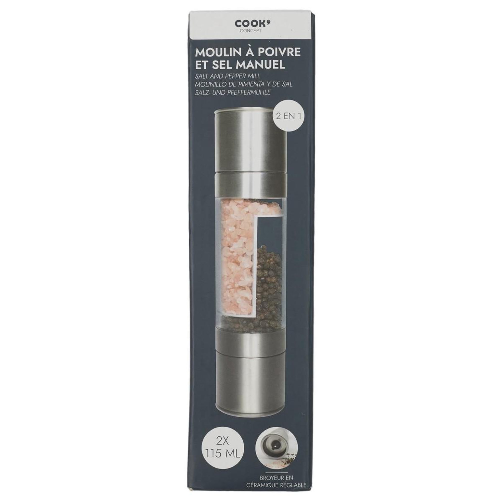 Voir la diapositive 6 : COOK CONCEPT Moulin poivre & sel inox  facile  21cm argent