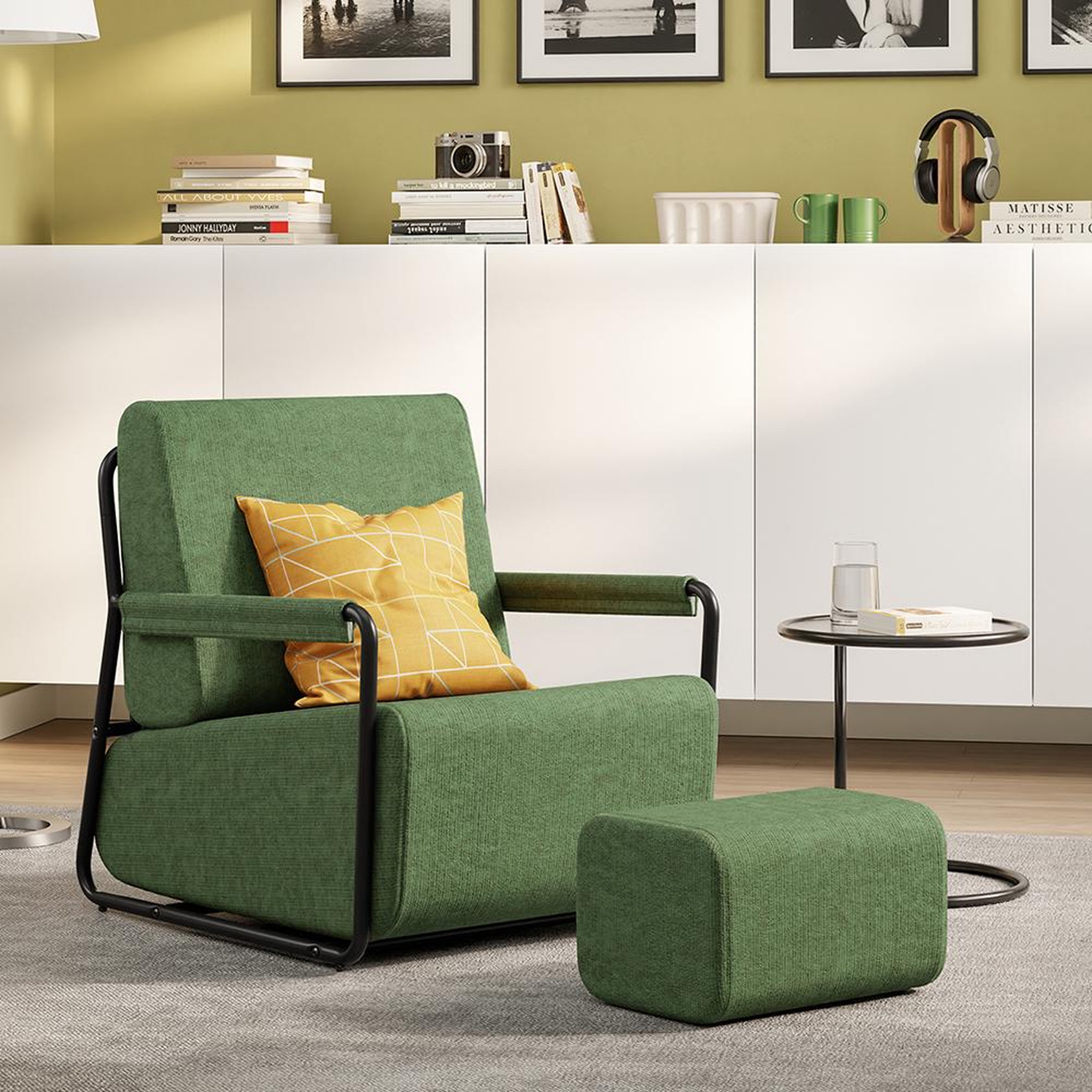 Voir la diapositive 2 : SOBUY Fauteuil relax vert foncé avec repose-pieds 59,5x74x78cm fst99-sy