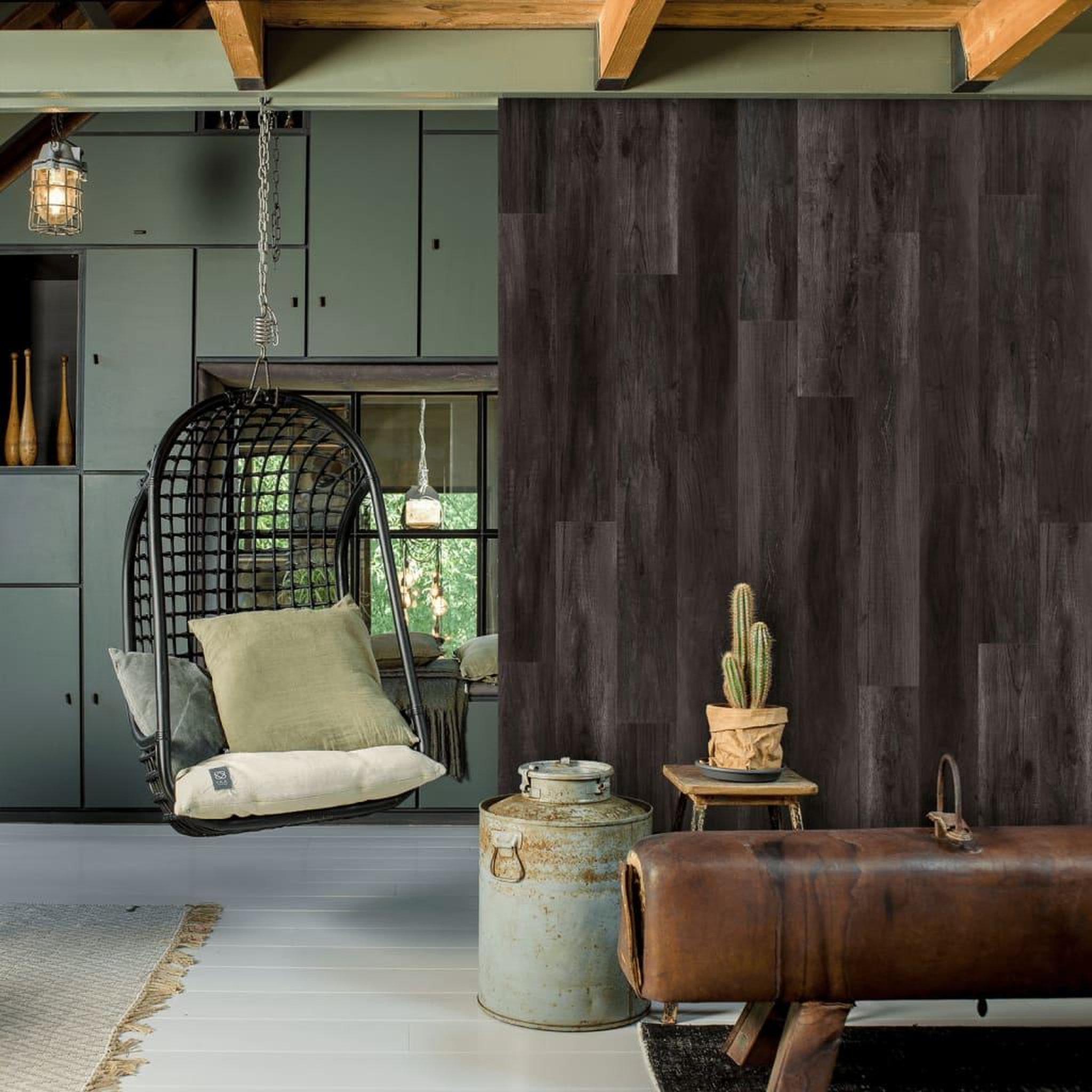Voir la diapositive 2 : WallArt WallArt Planches d'aspect de bois Noir charbon