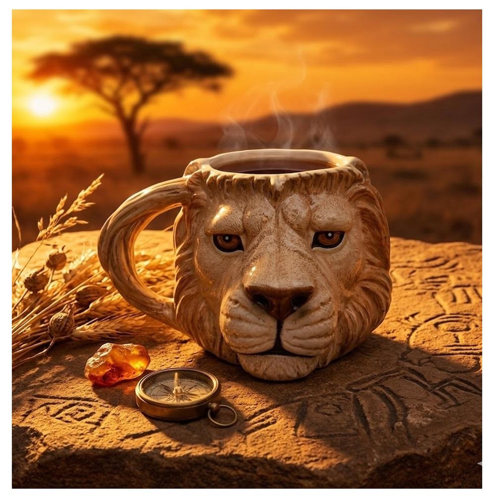 Voir la diapositive 4 : Eden Mug en forme de tête de lion design et moderne