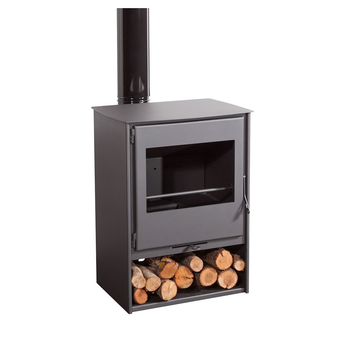 Juan Panadero Poêle à bois 7,4 Kw avec bûcher - MILANO TITANIUM