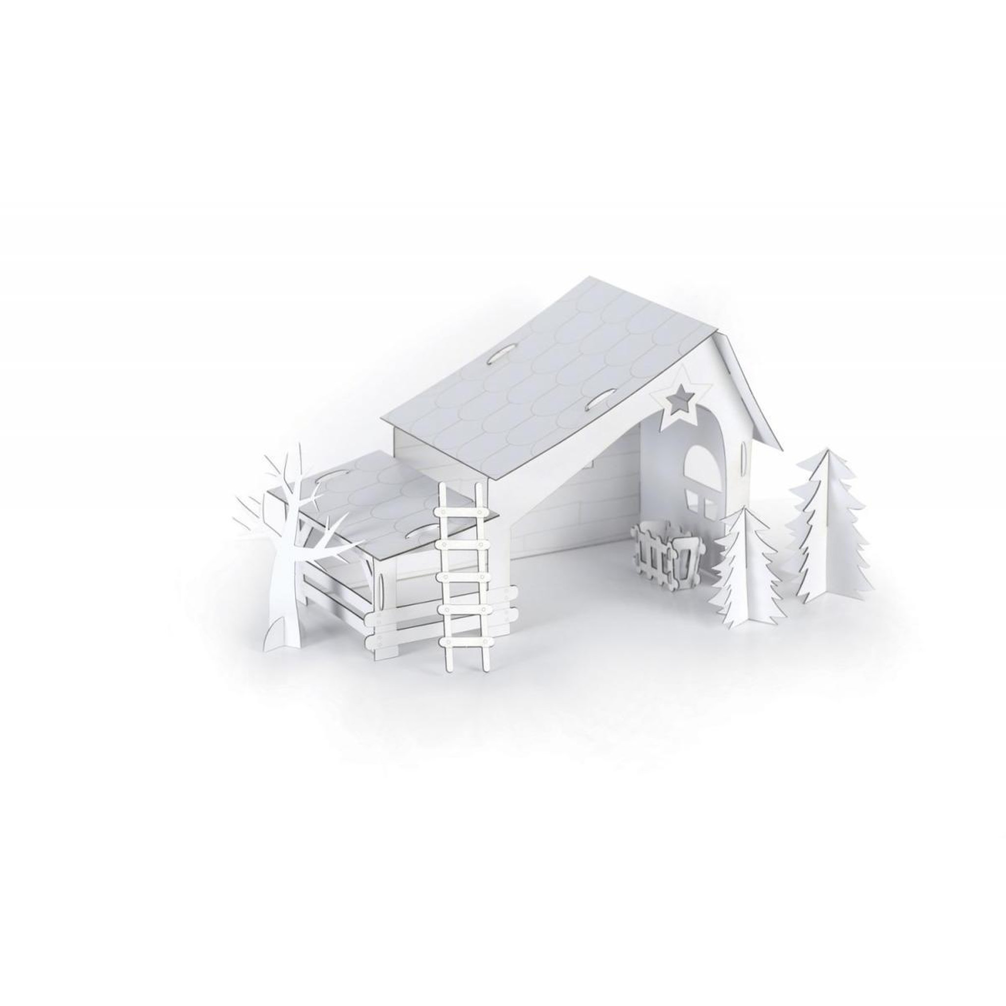 Graine créative Crèche en Carton à Monter avec Accessoires Personnalisables