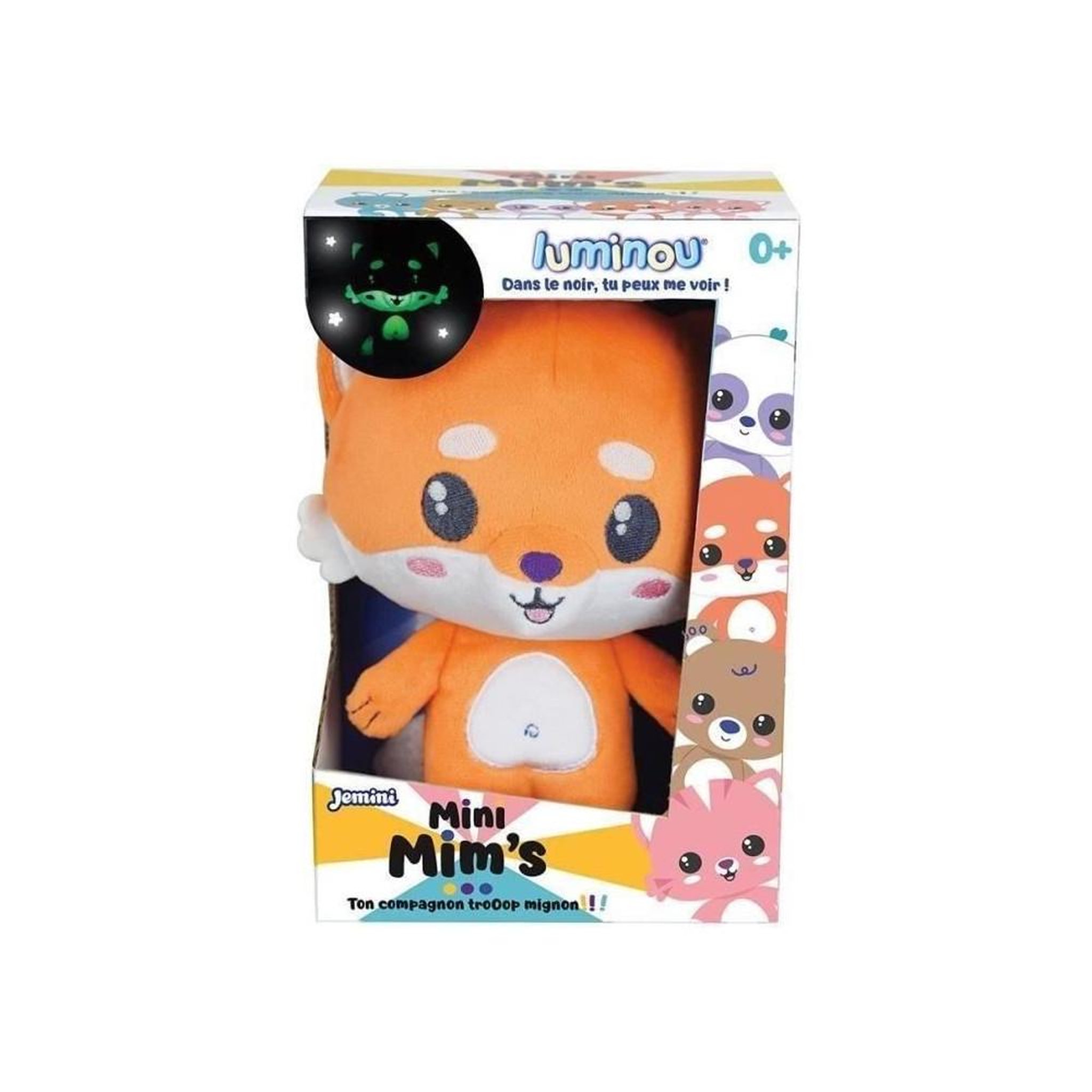 JEMINI Peluche lumineuse naturelle - JEMINI - Luminou renard mini mim's - Fonctionne sans pile - +/- 15 cm