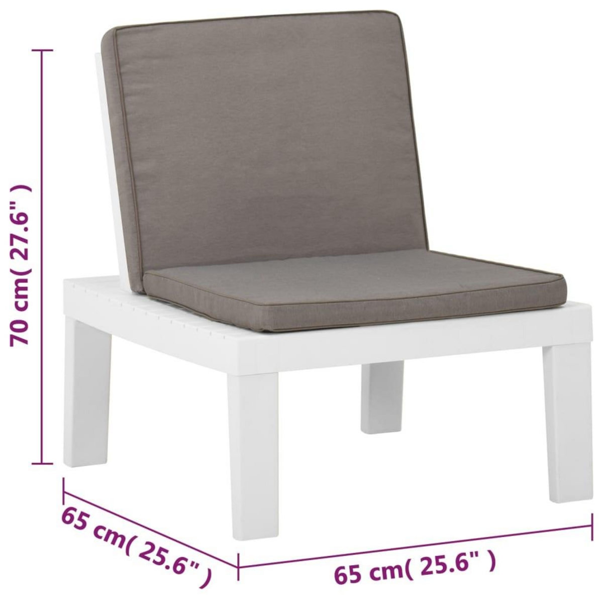 VIDAXL Chaises de salon de jardin et coussins lot de 2 Plastique Blanc