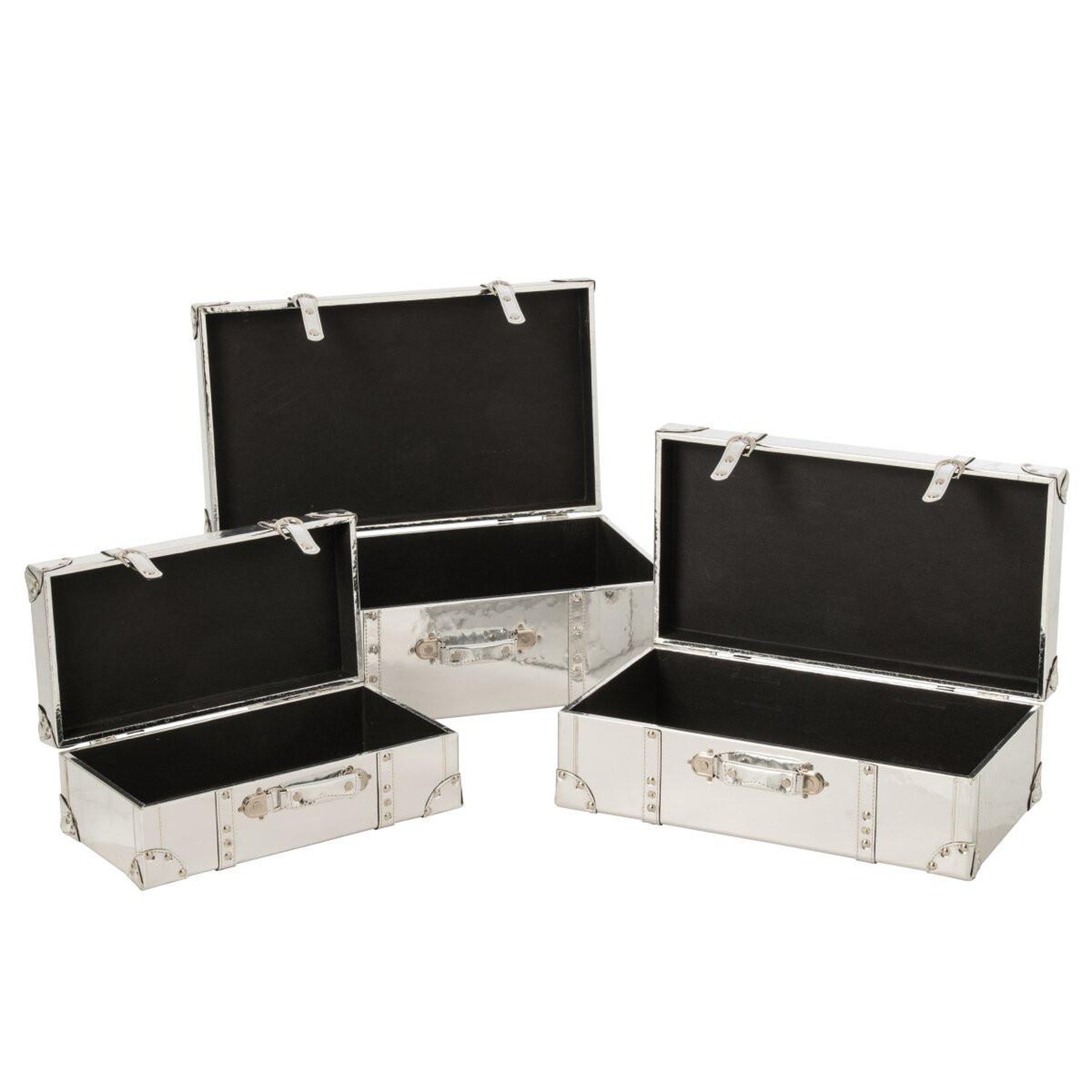 Voir la diapositive 2 : J-LINE Lot de 3 valises déco  björn  60cm argent