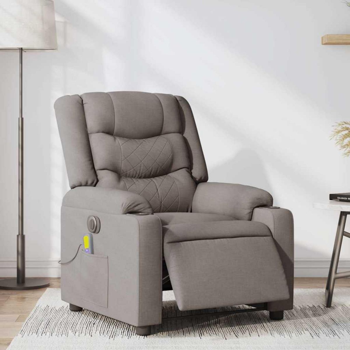 VIDAXL Fauteuil de massage inclinable electrique Taupe Tissu