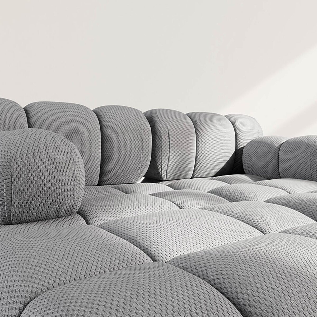 LISA DESIGN Ruby - canapé droit 4 places avec double méridienne - assise profonde - en velours texturé