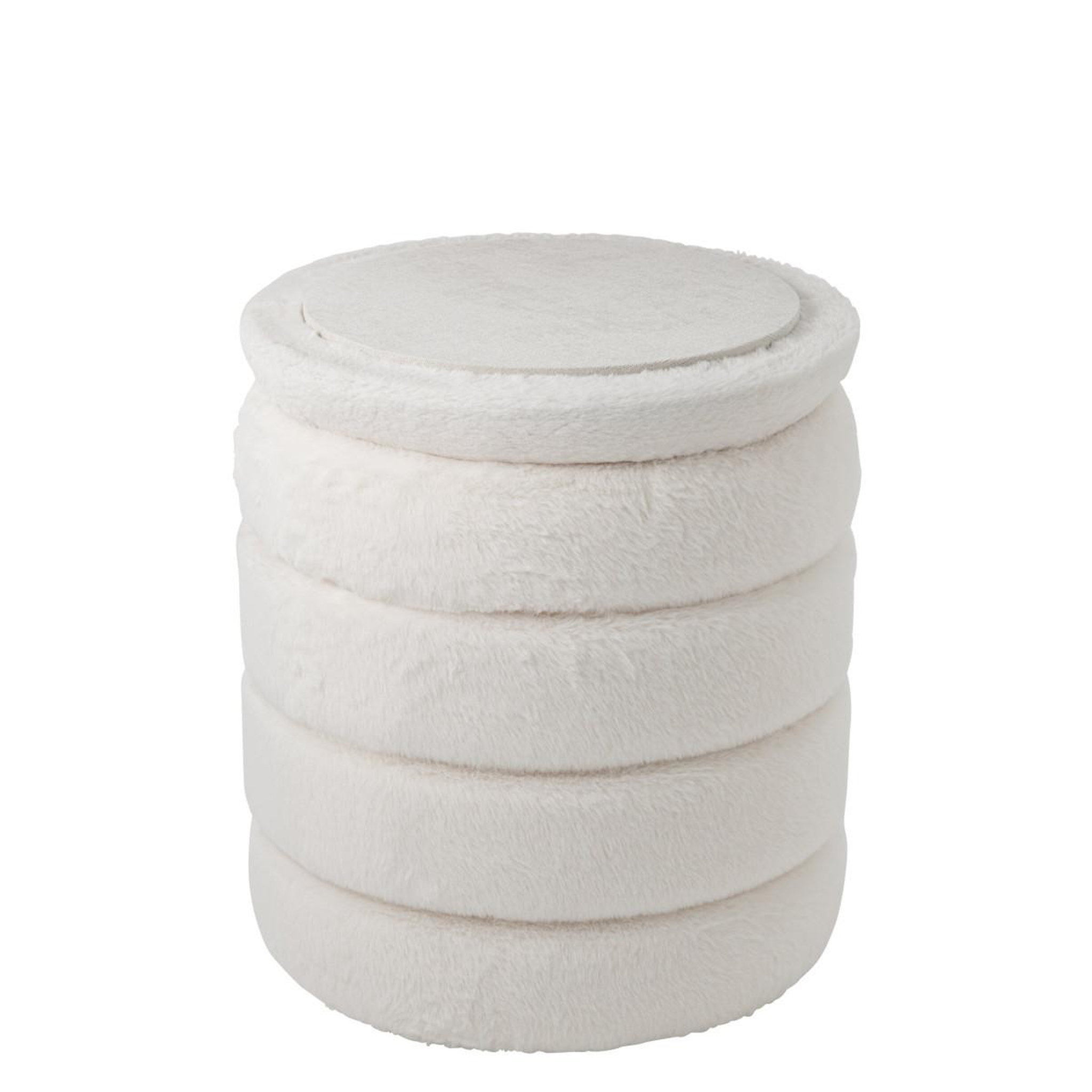 Voir la diapositive 2 : J-LINE Pouf coffre imitation fourrure  cotton  47cm blanc