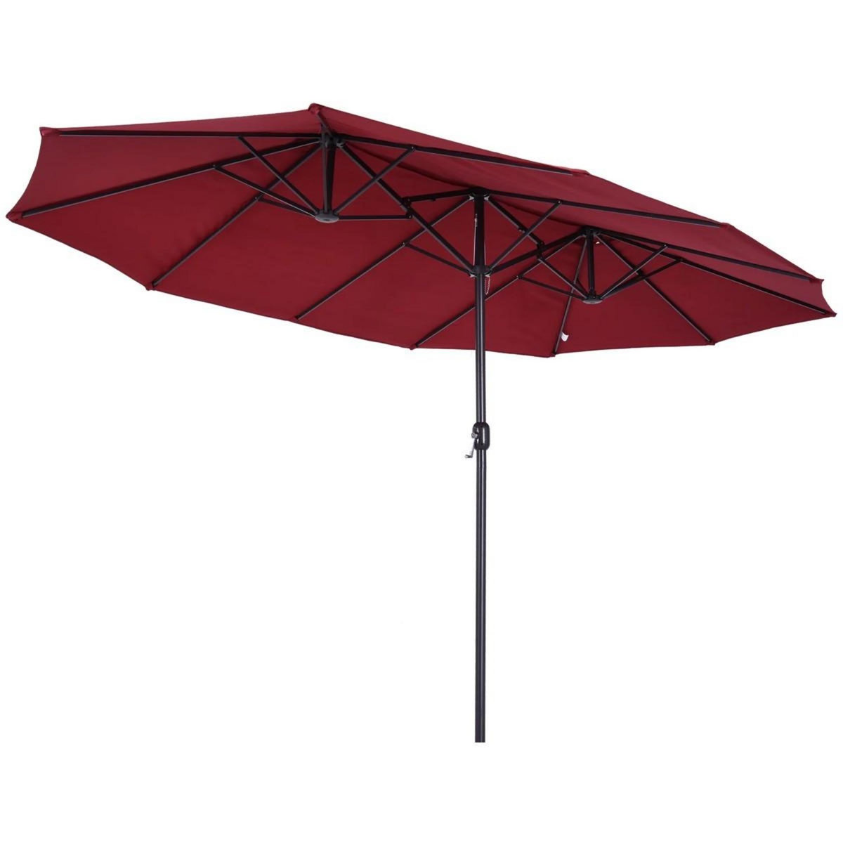 KZ GARDEN Parasol de terrasse double Rouge Bordeaux 4.50 x 2.65 x H 2.40 Toile polyester TWIN KZ GARDEN