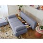 Voir la diapositive 3 : BEST MOBILIER Cristal - canapé 3 places - convertible avec coffre et pouf - en velours texturé