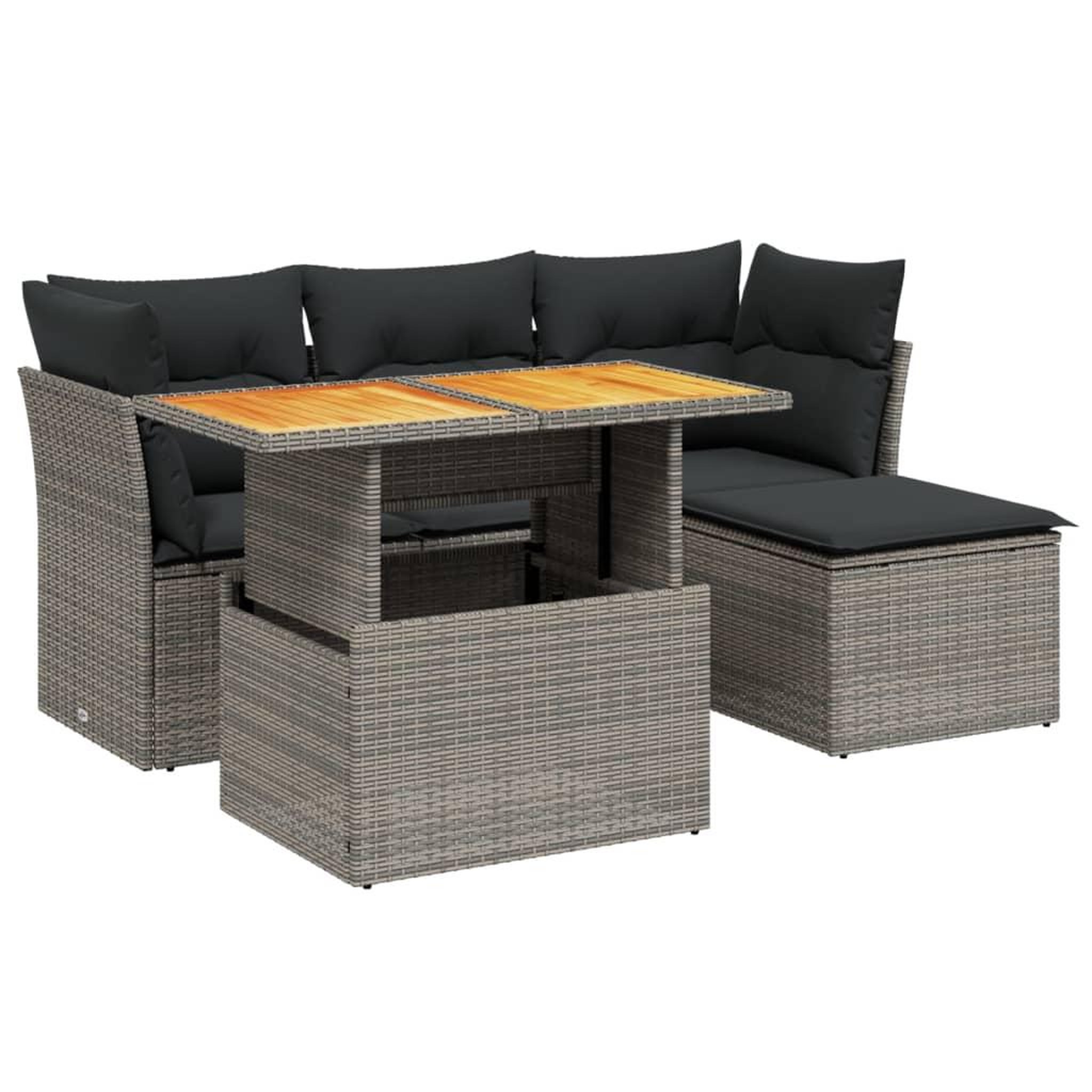 Voir la diapositive 2 : VIDAXL Salon de jardin 6 pcs avec coussins gris resine tressee