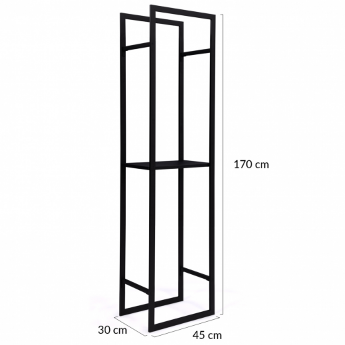 ID MARKET Range bûches vertical acier noir avec étagère H.170 CM pour cheminée