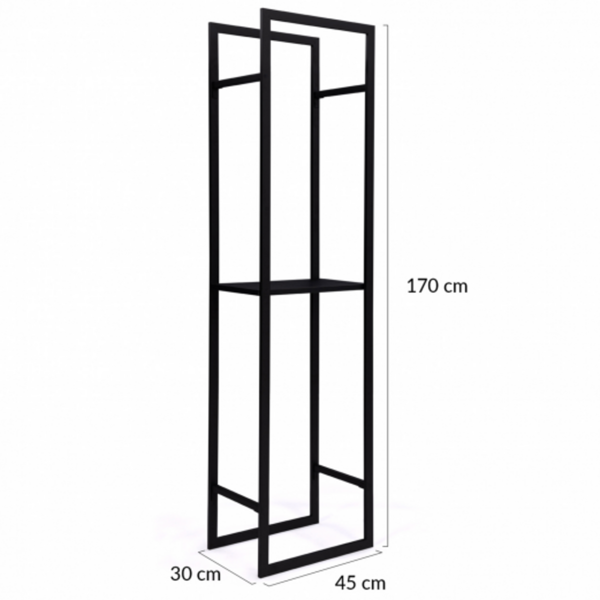 ID MARKET Range bûches vertical acier noir avec étagère H.170 CM pour cheminée