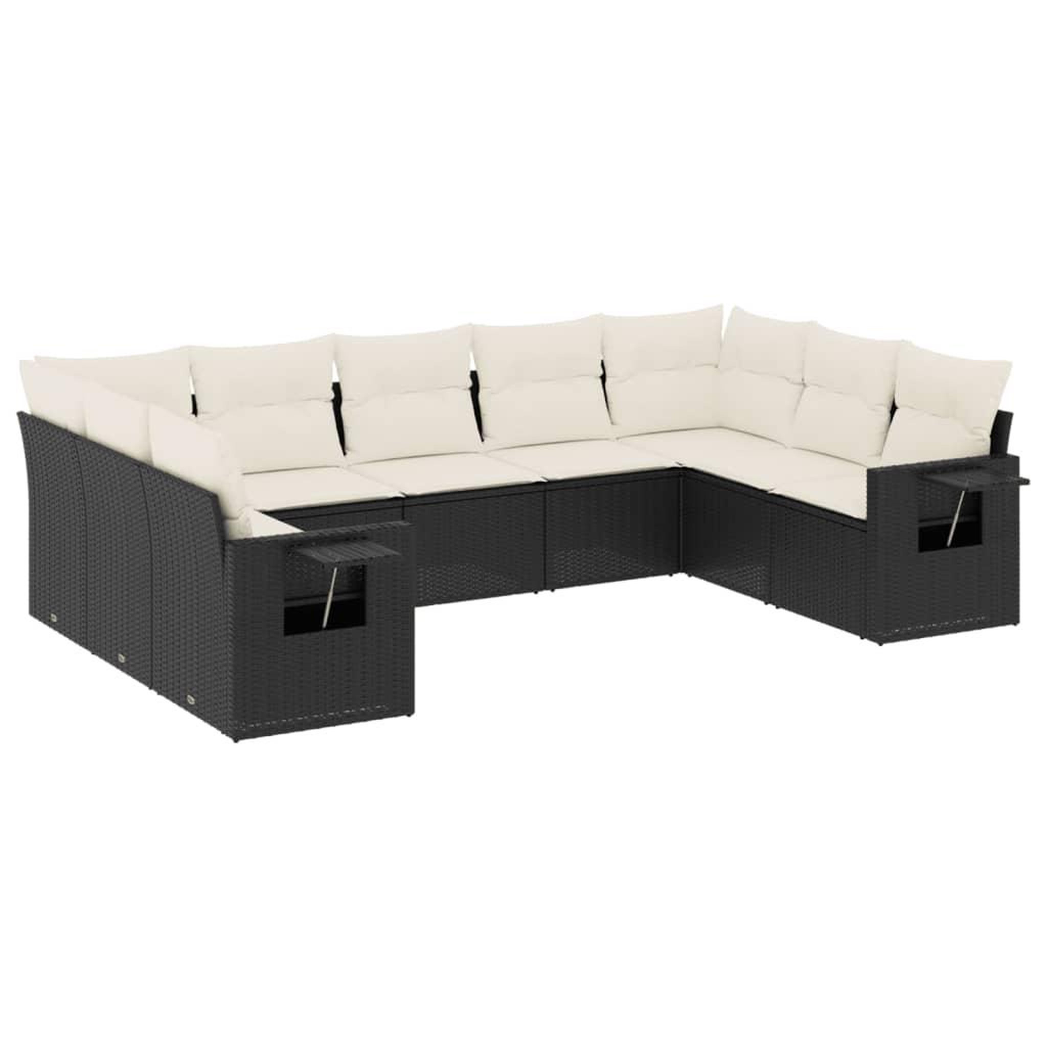 Voir la diapositive 2 : VIDAXL Salon de jardin 9 pcs avec coussins noir resine tressee