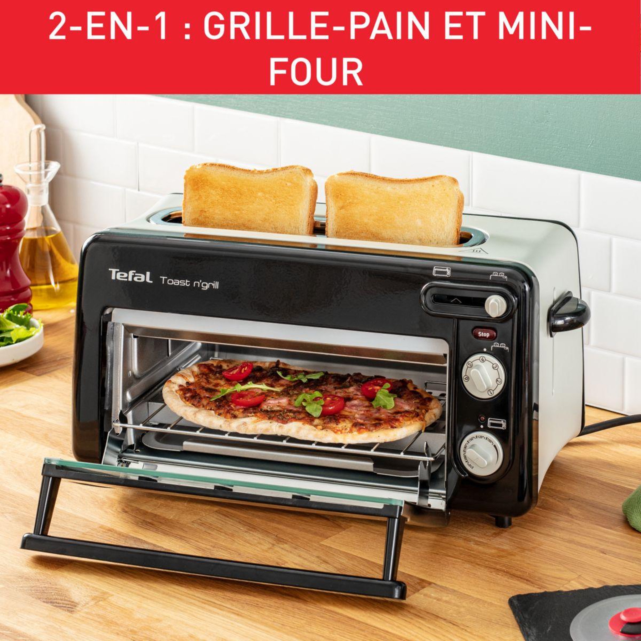 Voir la diapositive 3 : TEFAL Grille-pain toast'n grill mini four tl600830