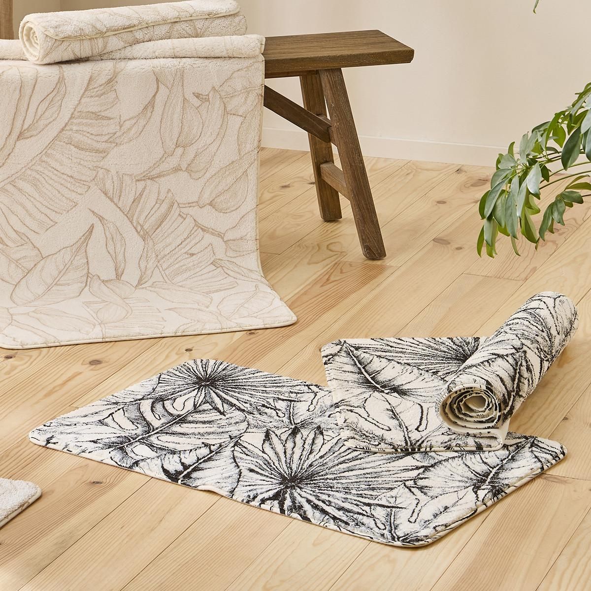 GUY LEVASSEUR Tapis de bain antidérapant imprimé feuillage 50x80cm