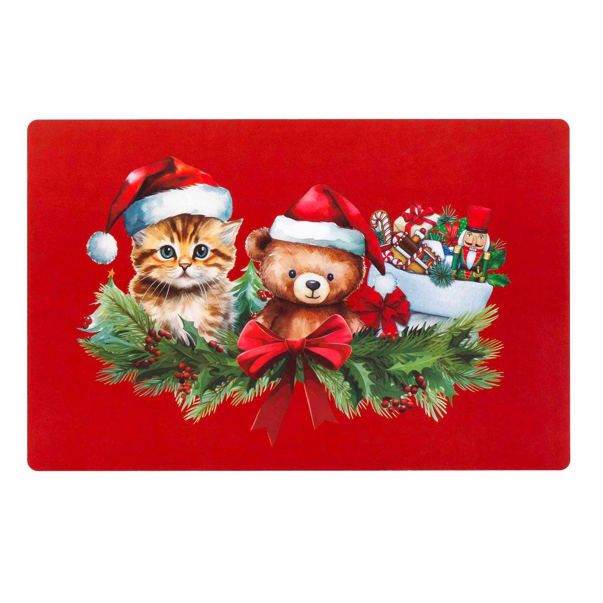 Eden Set de table opaque ourson et chaton de noel