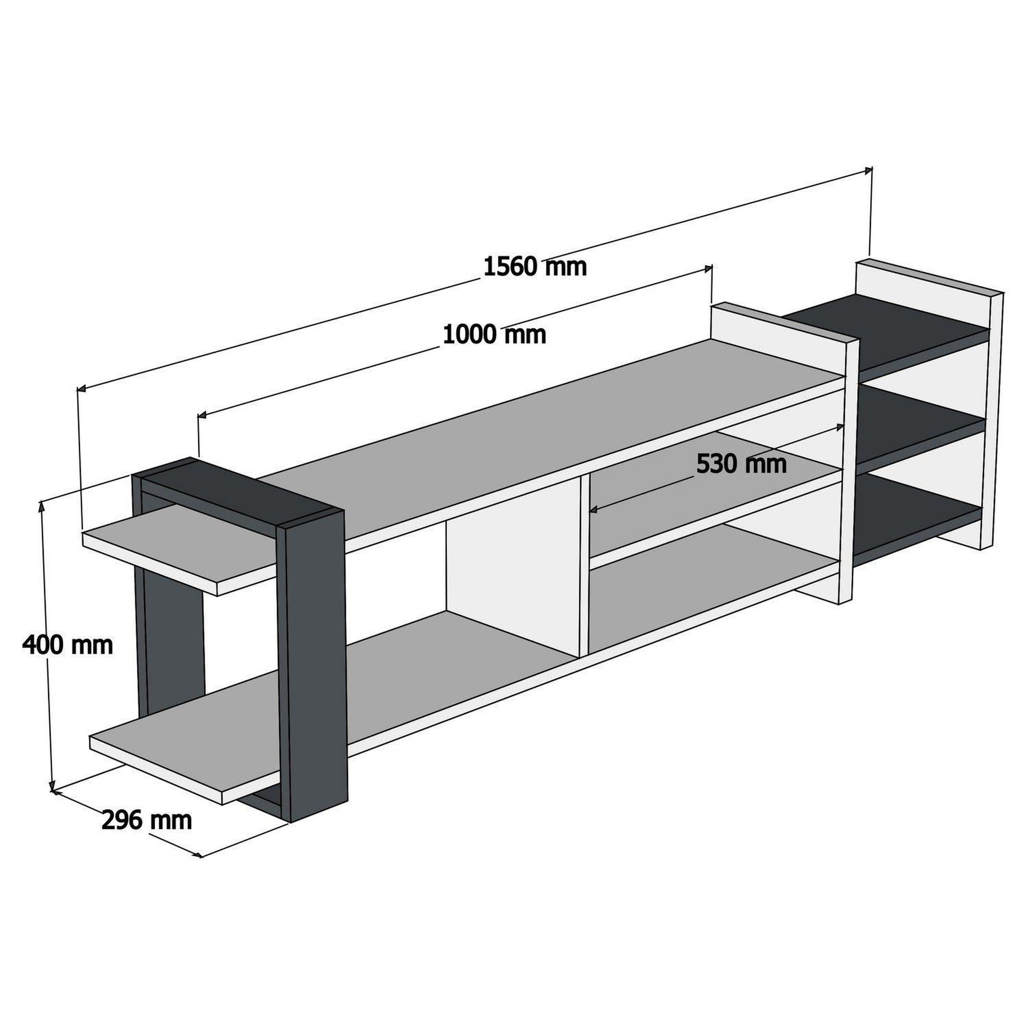Voir la diapositive 4 : TOILINUX Meuble tv design zeyna - l. 156 x h. 40 cm - gris anthracite