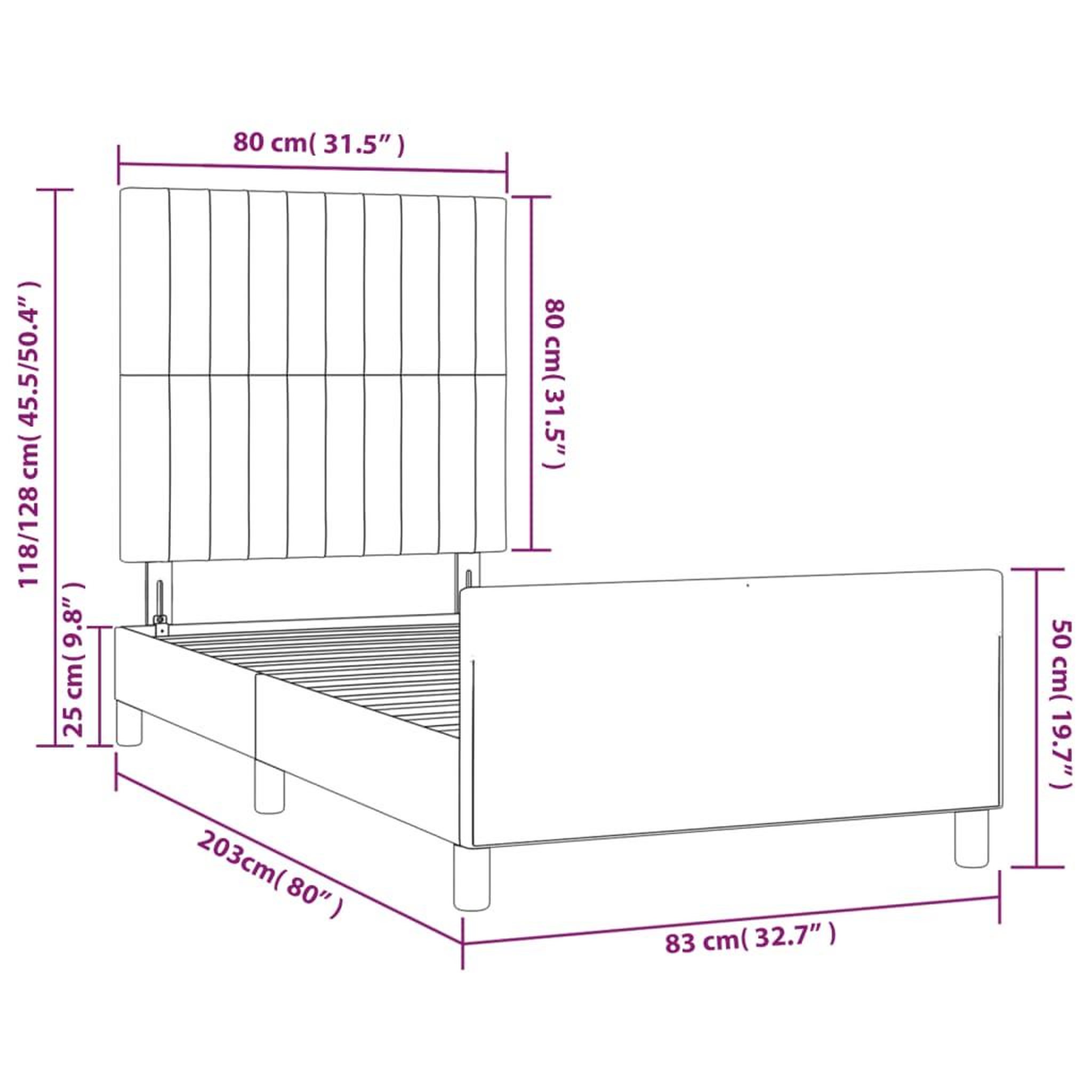 Voir la diapositive 6 : VIDAXL Cadre de lit sans matelas gris clair 80x200 cm tissu