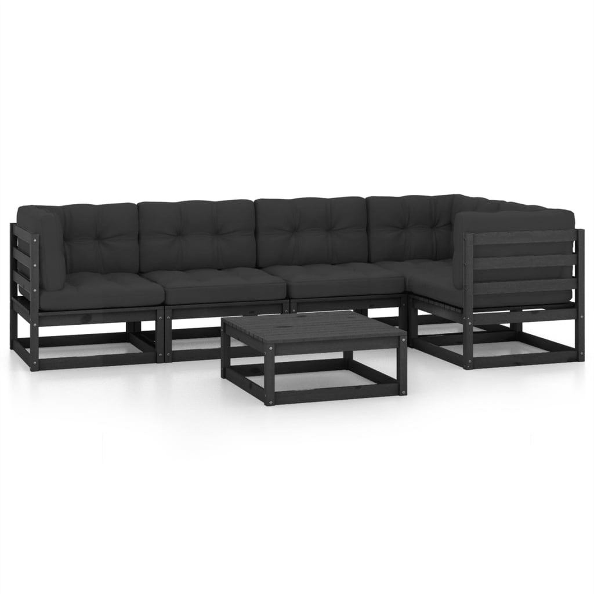 Voir la diapositive 2 : VIDAXL Salon de jardin 6 pcs avec coussins Bois de pin massif