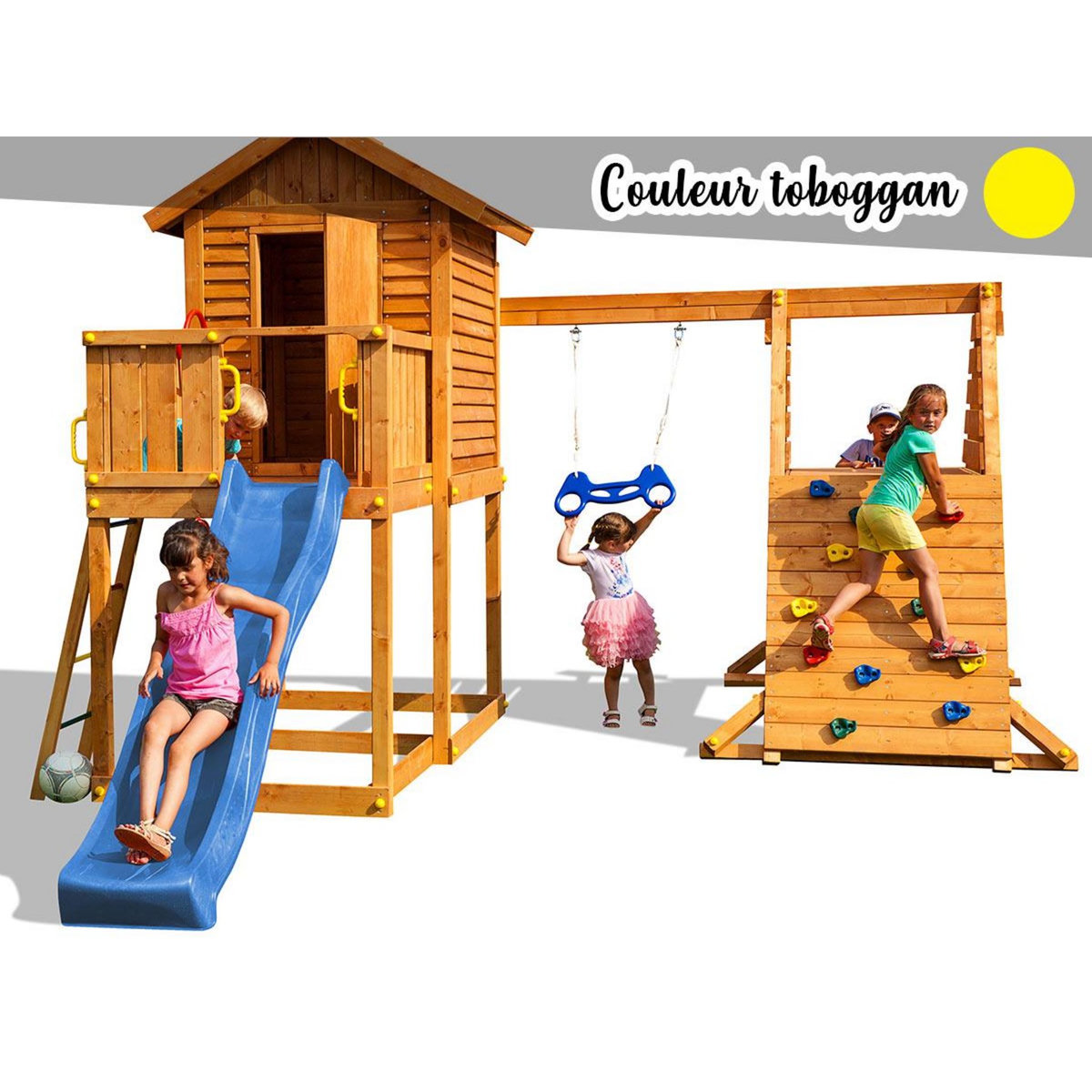 Fungoo Aire de jeux My House Spider - Toboggan jaune - Fungoo