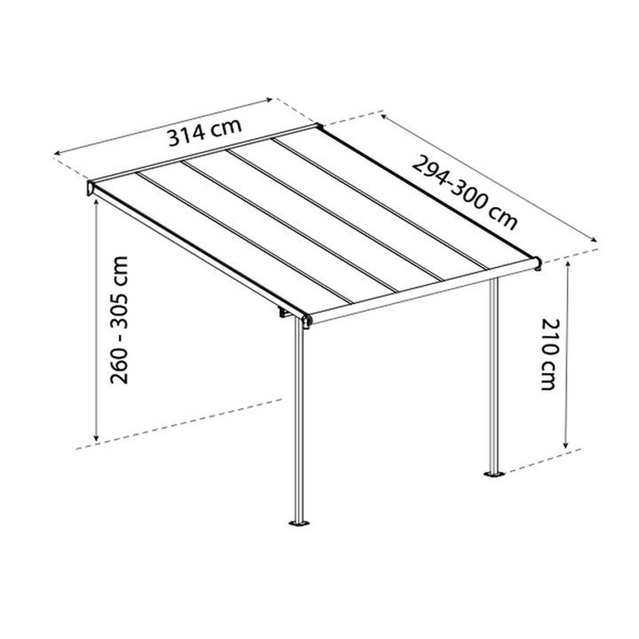 Voir la diapositive 2 : Palram Pergola 9.4m² gris anthracite - 705599